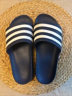adidas Kids Navy and White Slide Sandals